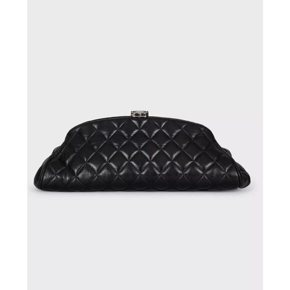 Chanel Mademoiselle Black Calfskin Coco Mark Clutch Bag - Picture 3 of 7